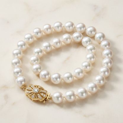 Aurum Vale Aanya Pearl Strand Necklace Heirloom front view