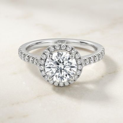 Aurum Vale Aarika Diamond Halo Ring Cathedral front view