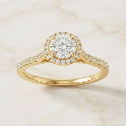 Aurum Vale Aarika Diamond Halo Ring Cathedral