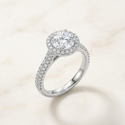 Aurum Vale Aarika Diamond Halo Ring Luxe front view