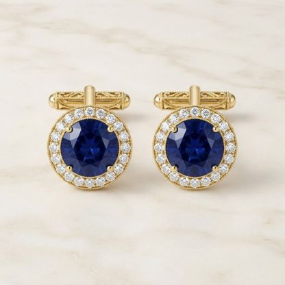 Aurum Vale Dev Sapphire Cufflinks Atelier front view