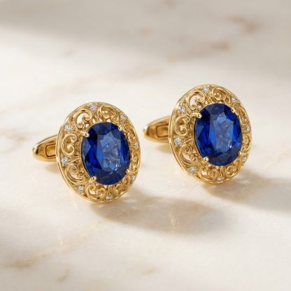 Aurum Vale Dev Sapphire Cufflinks Heirloom front view