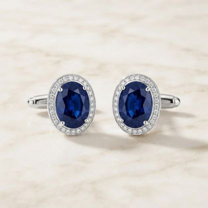 Aurum Vale Dev Sapphire Cufflinks Signature front view