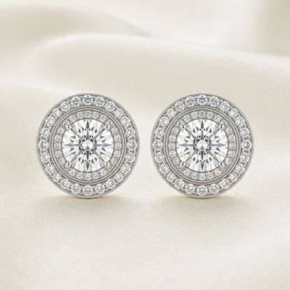 Aurum Vale Elara Diamond Stud Earrings Heirloom front view