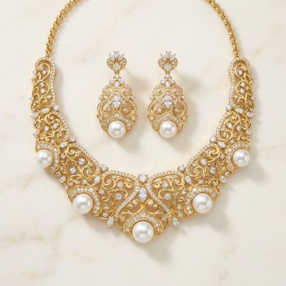 Aurum Vale Leela Bridal Jewelry Set Heirloom front view
