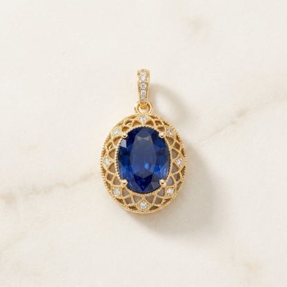 Aurum Vale Liora Sapphire Charm Atelier front view