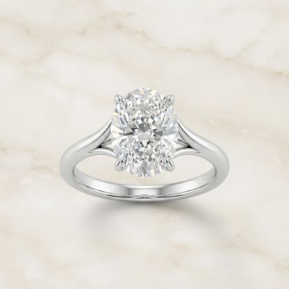 Aurum Vale Mira Oval Solitaire Ring Cathedral front view