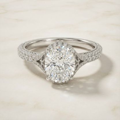 Aurum Vale Mira Oval Solitaire Ring Luxe front view