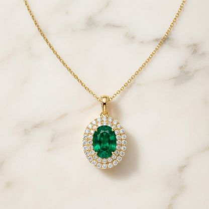 Aurum Vale Noor Emerald Pendant Atelier front view