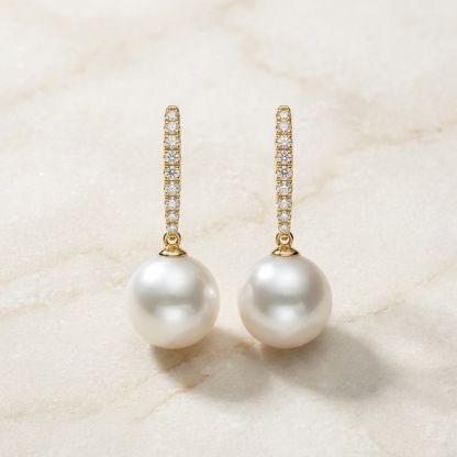 Aurum Vale Tara Pearl Drop Earrings Atelier front view