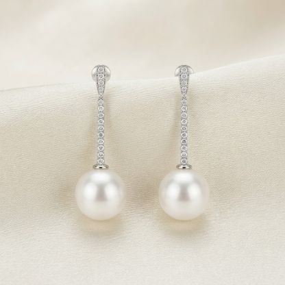 Aurum Vale Tara Pearl Drop Earrings Signature front view