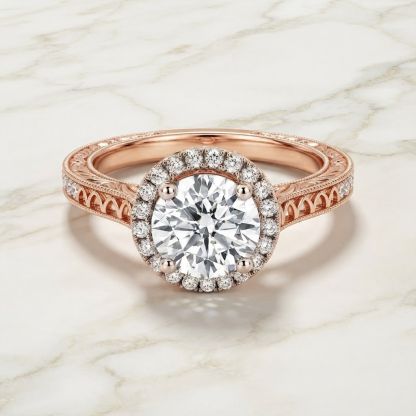 Aurum Vale Veda Rose Gold Band Cathedral front view