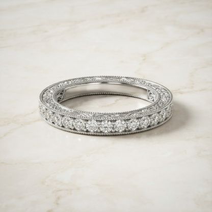 Aurum Vale Ziya Platinum Wedding Band Heirloom front view