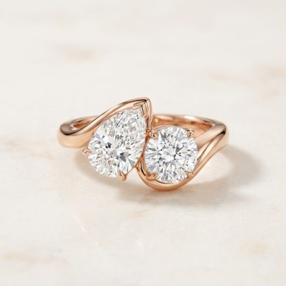Aurum Vale Margaux Toi-et-Moi Diamond Ring - Rose Gold