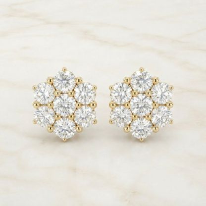 Aurum Vale Odette Diamond Cluster Stud Earrings - Yellow Gold