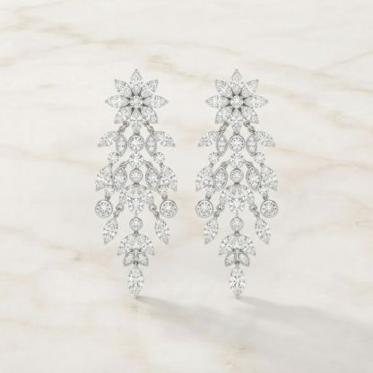 Aurum Vale Giselle Diamond Chandelier Drop Earrings - White Gold