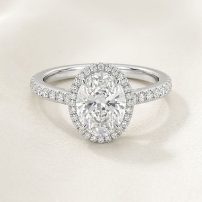 Aurum Vale Theodora Oval Diamond Halo Ring - Platinum