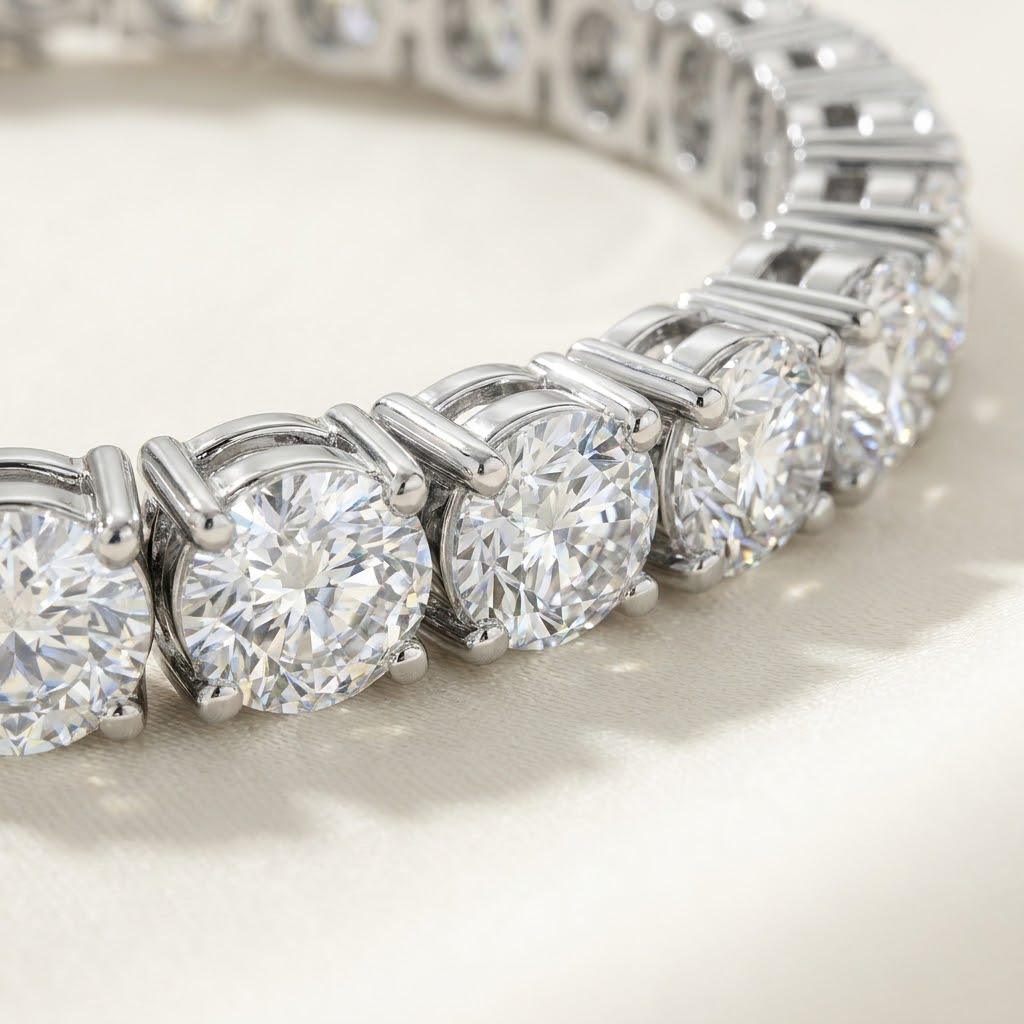 Aurum Vale Anastasia Diamond Line Tennis Bracelet - Platinum
