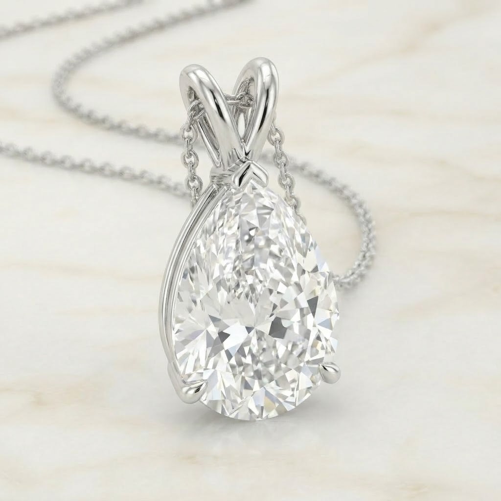 Aurum Vale Aurelia Pear-Drop Diamond Pendant - White Gold