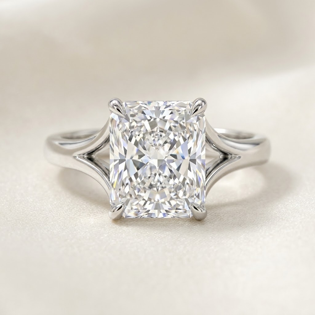 Aurum Vale Celeste Radiant-Cut Diamond Solitaire Ring - White Gold