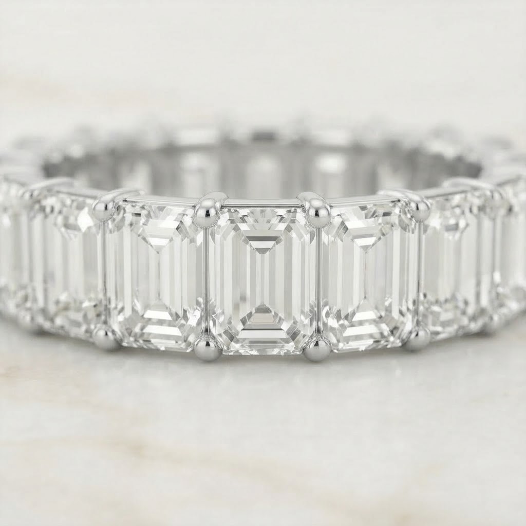 Aurum Vale Celine Emerald-Cut Diamond Eternity Band - Platinum