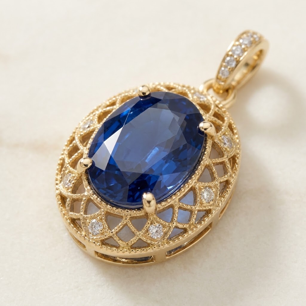 Aurum Vale Liora Sapphire Charm Atelier