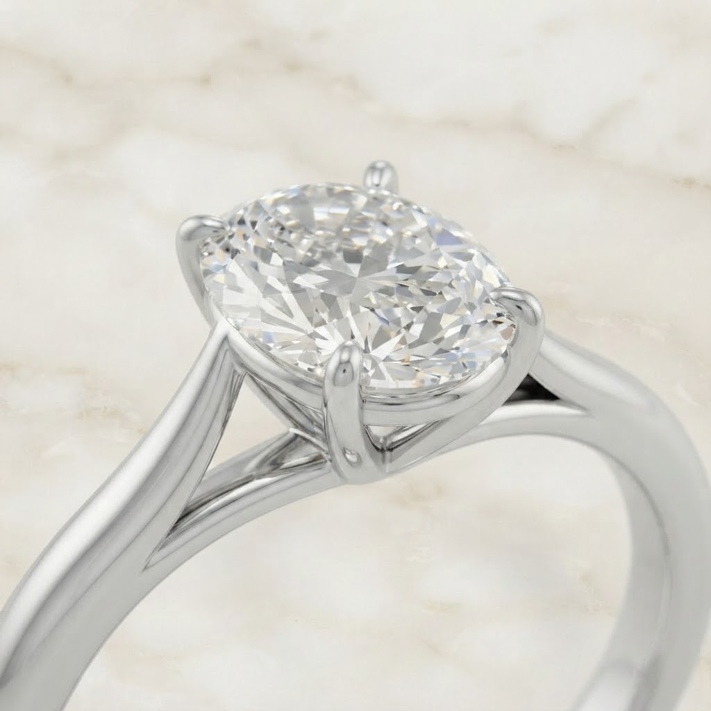 Aurum Vale Mira Oval Solitaire Ring Cathedral