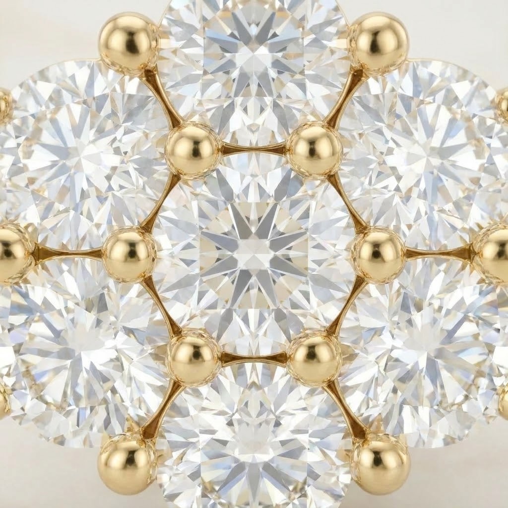 Aurum Vale Odette Diamond Cluster Stud Earrings - Yellow Gold