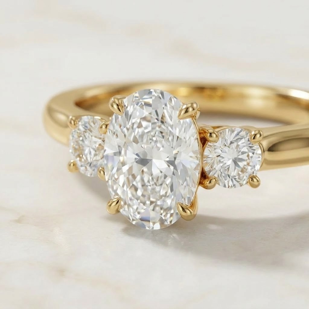 Aurum Vale Seraphina Three-Stone Diamond Trilogy Ring - Yellow Gold