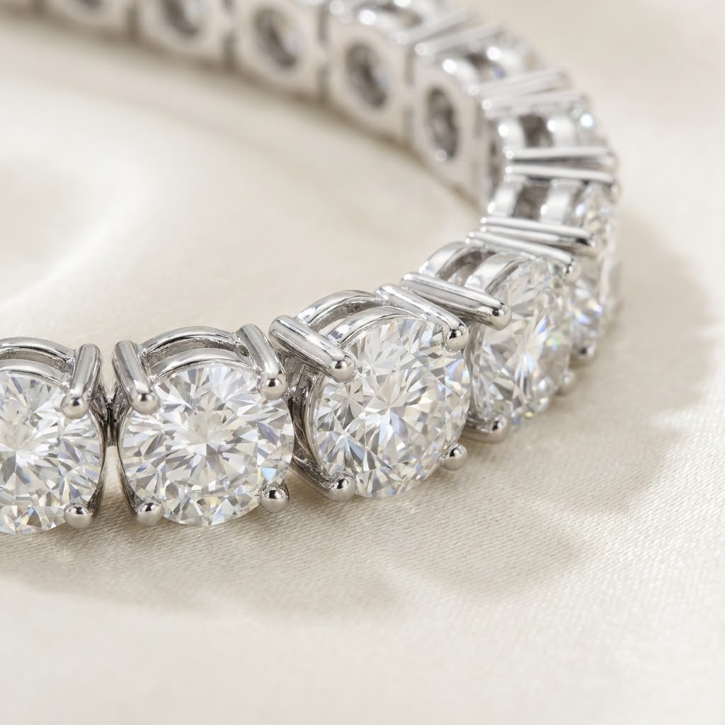 Aurum Vale Vivienne Diamond Riviere Tennis Necklace - White Gold